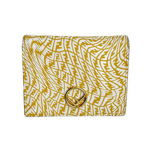 Fendi bifold wallet leather patent yellow white